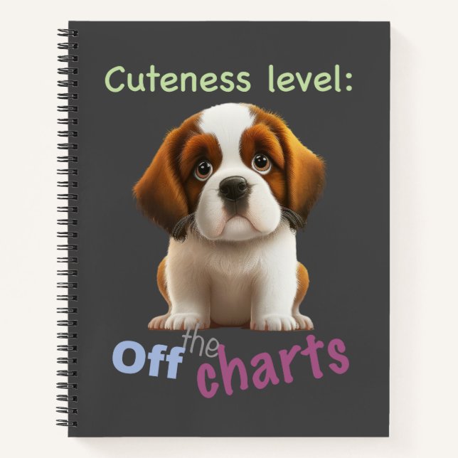 Dog Pet Cuteness Level Cute Adorable Funny Quote Notebook (Front)