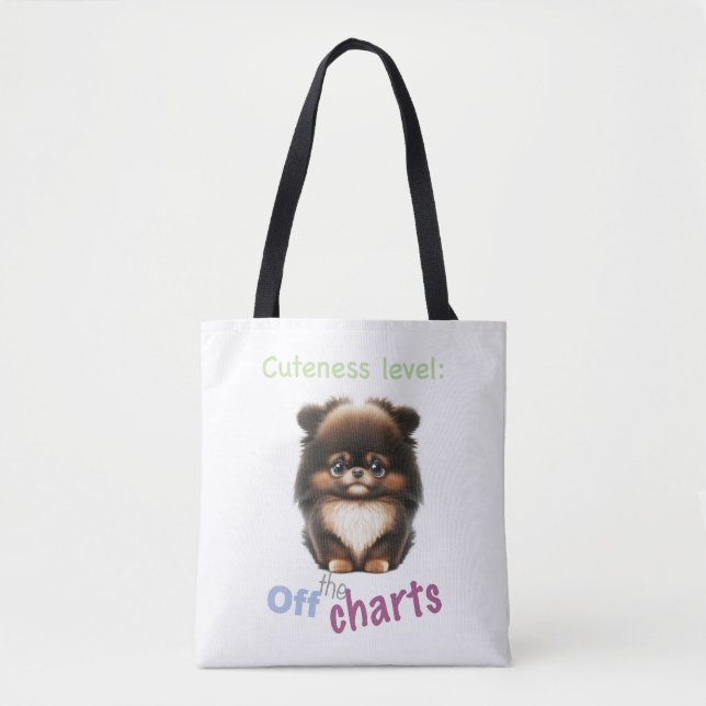 Dog Pet Cuteness Level Cute Adorable Funny Quote Tote Bag (Front)