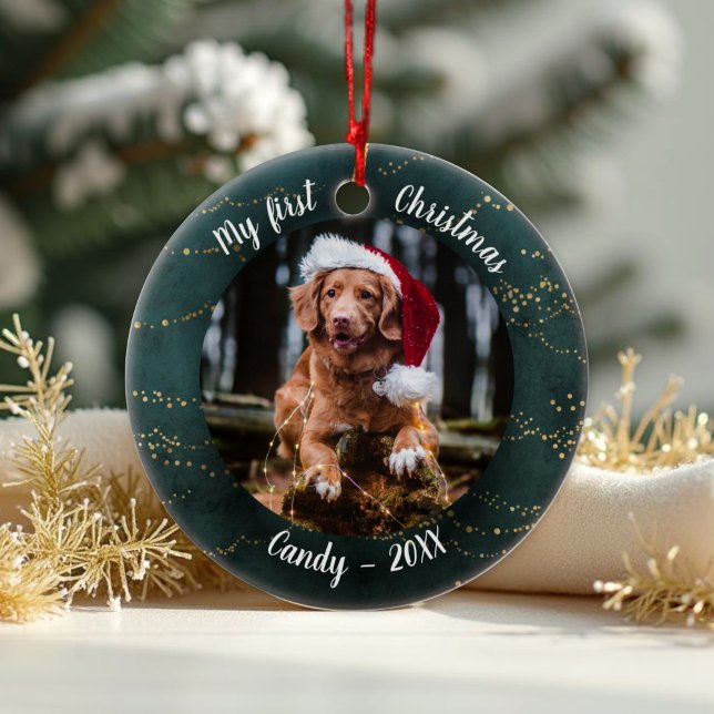 Dog Pet First Christmas Photo Rusti Fairy Trees Ceramic Tree Decoration (Creator Uploaded)