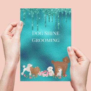Dog Pet Grooming Sitting Business Glitter Flyer