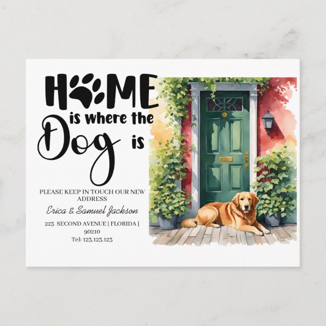 dog pet has moved! new address announcement  (Front)