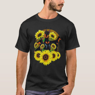 Dog Pet Hippie Sunflower Dog Owner Floral Doberma T-Shirt