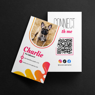 Dog Pet Influencer Photo Social Media QR Code Business Card