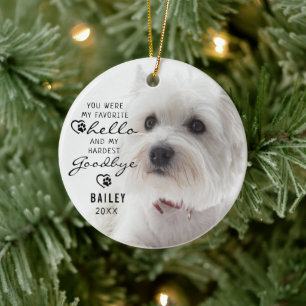 Dog Pet Loss Memorial Photo Quote Keepsake Ceramic Tree Decoration