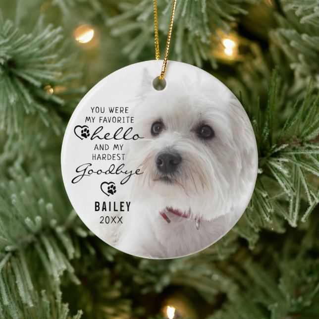 Dog Pet Loss Memorial Photo Quote Keepsake Ceramic Tree Decoration (Tree)