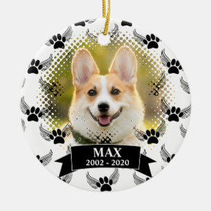 Dog Pet Memorial Custom Black And White Ceramic Tree Decoration