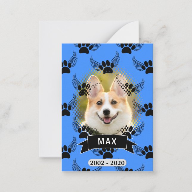 Dog Pet Memorial Custom Blue Card (Front)