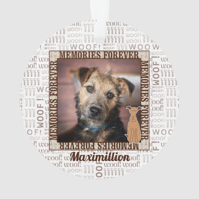 Dog Pet Memorial in Brown Hues with Photo Ornament (Back)