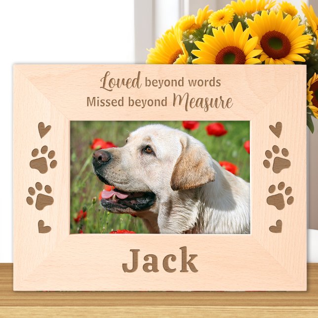 Dog Pet Memorial Personalised Remembrance Wood Etched Frames (Creator Uploaded)