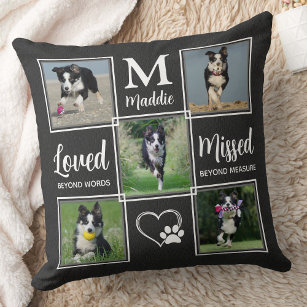 Dog Pet Memorials Personalised 5 Photo Collage Cushion