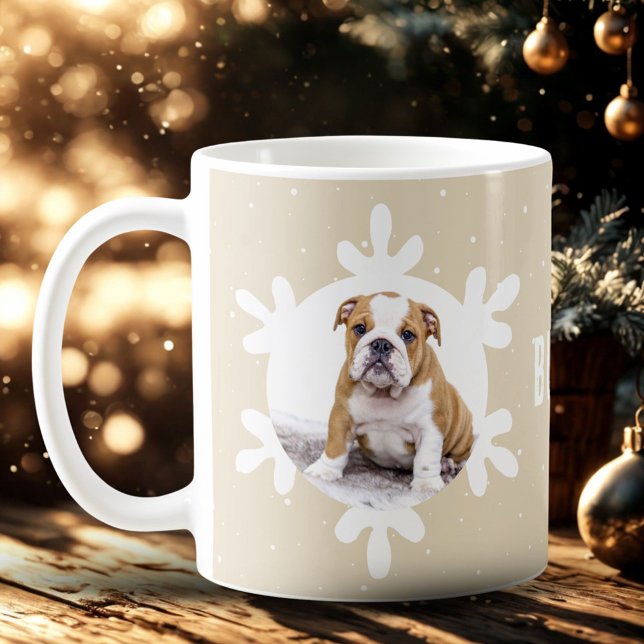 Dog Pet Name Photo Snowflake  Coffee Mug (Creator Uploaded)