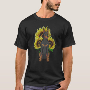 Dog Pet Owner Hippie Sunflower Dog Owner Doberman T-Shirt