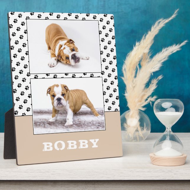 Dog Pet Paw Print 2 Photo Collage Keepsake  Plaque (Side)