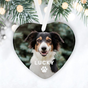 Dog Pet Paw Print Personalised Photo Ornament