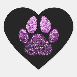Dog Pet Paw Purple Spark Glitter Heart Spark Heart Sticker