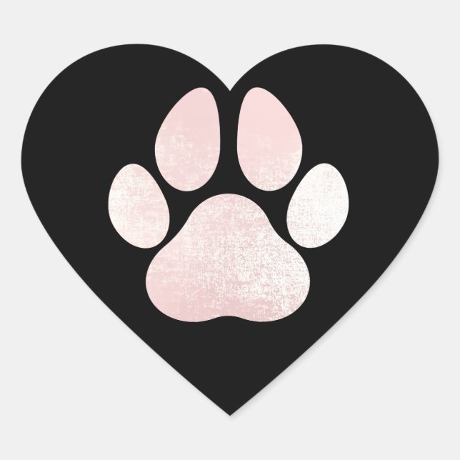 Dog Pet Paw Rose Black Glitter Heart Spark Heart Sticker (Front)