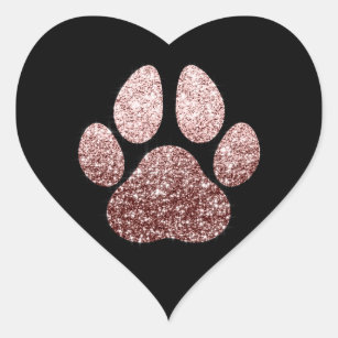 Dog Pet Paw Rose Gold Spark Glitter Heart Spark Heart Sticker