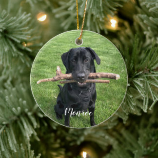 Dog Pet Personalised Name and Photo Holiday Ceramic Tree Decoration