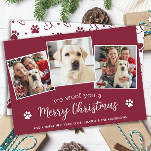 Dog Pet Photo Collage Personalised Merry Christmas Holiday Card