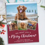 Dog Pet Photo Collage We Woof You Merry Christmas  Postcard<br><div class="desc">We Woof You A Merry Christmas! Send cute and fun holiday greetings with this super cute personalised custom pet photo holiday card. Merry Christmas wishes from the dog with cute paw prints in a fun modern photo collage design. Add your dog's photos or family photos with the dog, and personalise...</div>