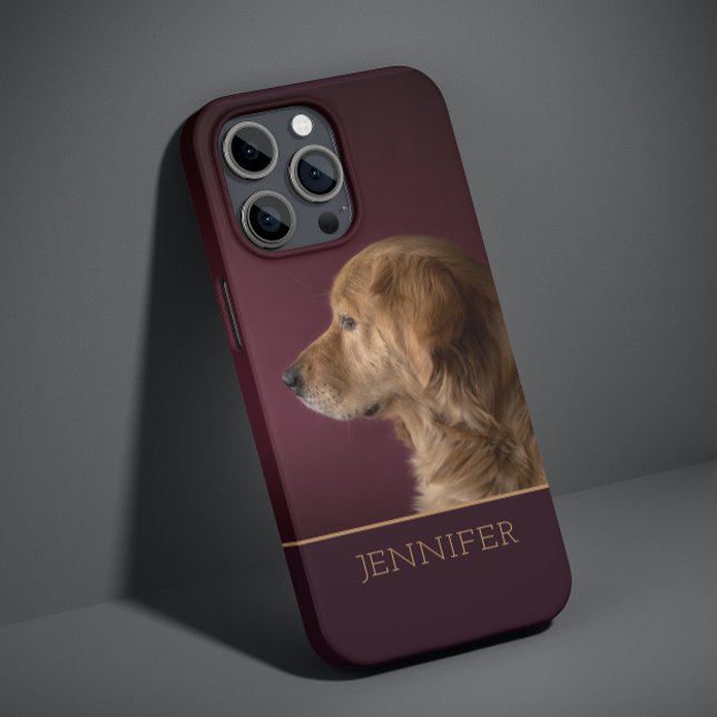Dog Pet Photo Golden Retriever Personalised Name Case-Mate iPhone Case (Creator Uploaded)