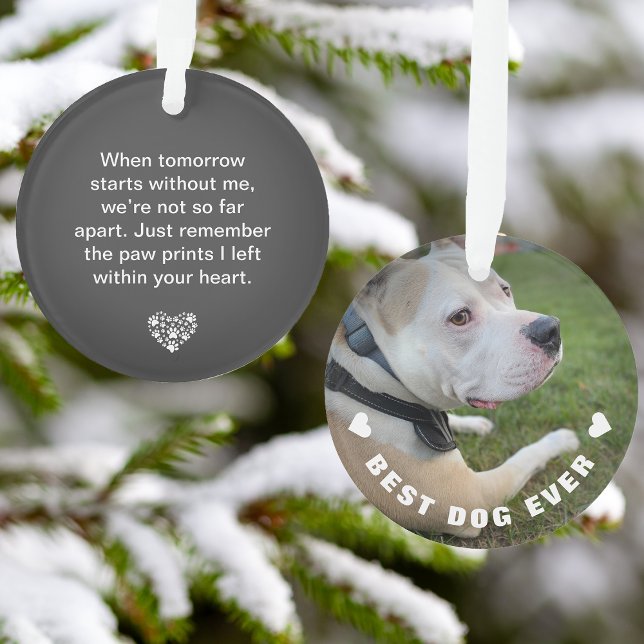 Dog Pet Poem Photo Grey Memorial Keepsake Ornament (Dog Pet Poem Photo Gray Memorial Keepsake Ornament)