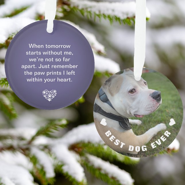 Dog Pet Poem Photo Purple Memorial Keepsake Ornament (Dog Pet Poem Photo Purple Memorial Keepsake Ornament)