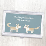 Dog Pet Services Business Card Holder<br><div class="desc">A cute Corgi dog design on a teal green background. Great for dog walkers,  dog groomers,  pet sitters and any other pet services.  Original art by Nic Squirrell.</div>