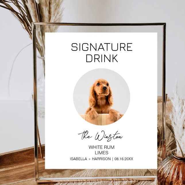 Dog Pet Signature Cocktail Minimalist Wedding Bar Poster (Creator Uploaded)