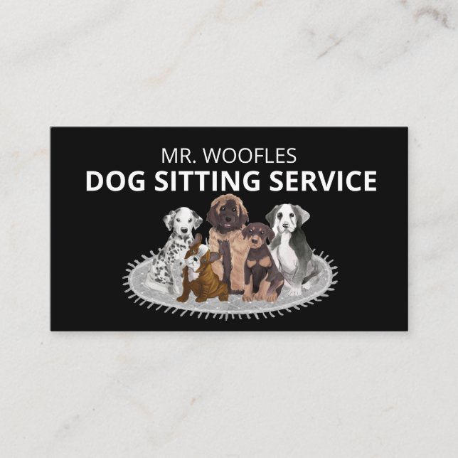Dog Pet Sitting Watercolor Business Card (Front)
