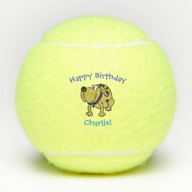 Dog Pet Toy Cute Birthday Tennis Balls (Front)