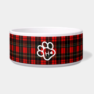 Dog Pets Monogram Name Paw Heart Tartan