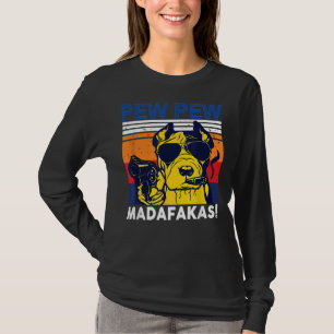 Dog Pew Pew Madafakas Vintage Crazy Pit Bull Graph T-Shirt