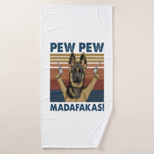 DOG PEW PEW MADAFAKAS VINTAGE RETRO BATH TOWEL