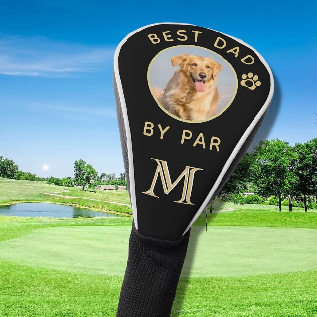 Dog Photo Best Dad By Par Custom Monogram Golf Head Cover (Creator Uploaded)