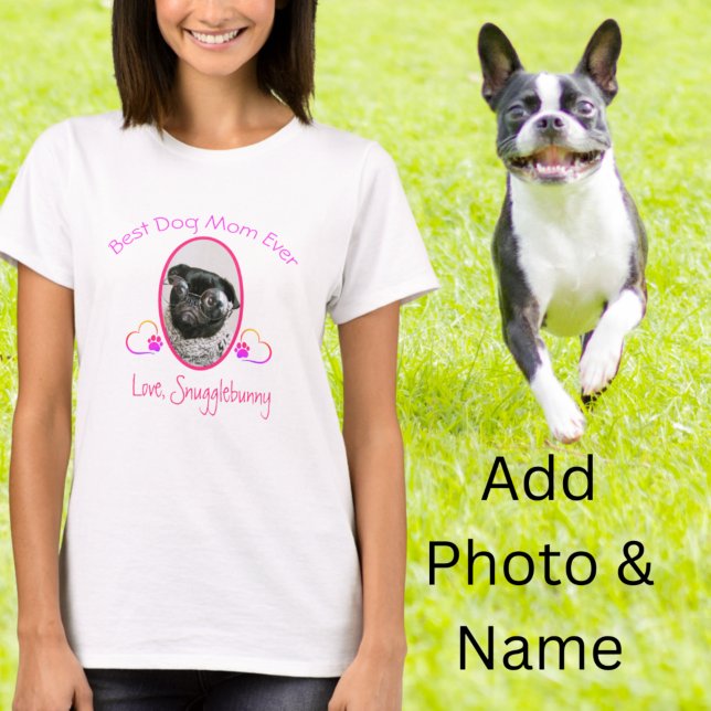 Dog Photo Best Dog Mum Ever Heart Paw Print T-Shir T-Shirt (Creator Uploaded)