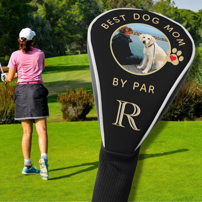 Dog Photo Best Mum By Par Custom Monogram Golf Head Cover (Creator Uploaded)