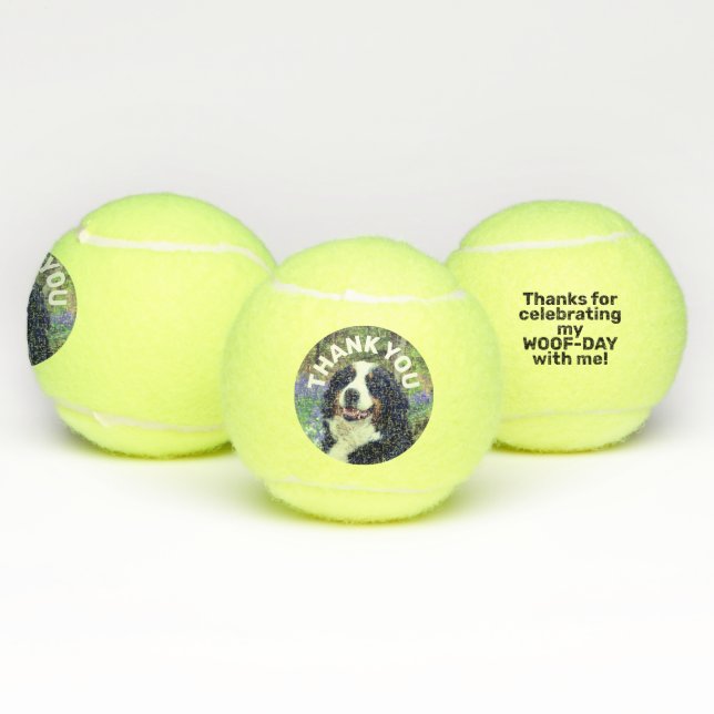 Dog Photo Birthday Favour Thank You Personalised Tennis Balls (Multi)
