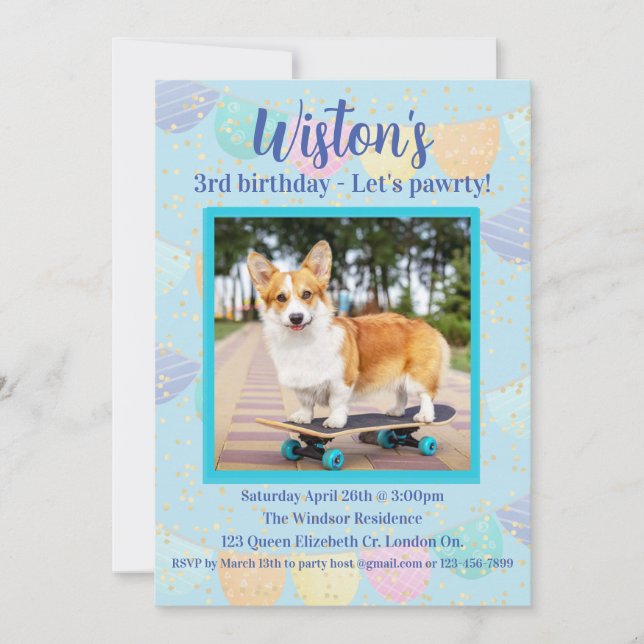 Dog photo Birthday Party Invitation (Front)