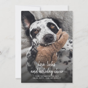 Dog Photo Christmas Love Licks And Holiday Cheer Card