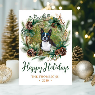 Dog Photo Christmas Wreath Holiday Card