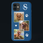 Dog Photo Collage Monogram Blue Pet Case-Mate iPhone Case<br><div class="desc">Now you can carry your best friend with you wherever you go with this custom dog pet photo iPhone case . This 2 photo collage with heart and paw print design is trendy, elegant, cool and cute. Customize with your favorite dog photo, cat photo, or any pet with paws !...</div>