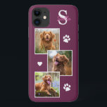 Dog Photo Collage Monogram Magenta Pet Case-Mate iPhone Case<br><div class="desc">Now you can carry your best friend with you wherever you go with this custom dog pet photo iPhone case . This 2 photo collage with heart and paw print design is trendy, elegant, cool and cute. Customize with your favorite dog photo, cat photo, or any pet with paws !...</div>