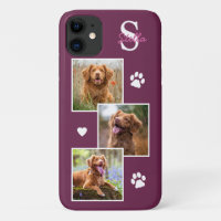 Dog Photo Collage Monogram Magenta Pet