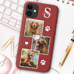 Dog Photo Collage Monogram Terra Cotta Pet Case-Mate iPhone Case<br><div class="desc">Now you can carry your best friend with you wherever you go with this custom dog pet photo iPhone case . This 2 photo collage with heart and paw print design is trendy, elegant, cool and cute. Customize with your favorite dog photo, cat photo, or any pet with paws !...</div>