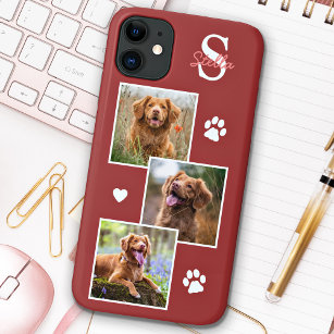 Dog Photo Collage Monogram Terra Cotta Pet Case-Mate iPhone Case