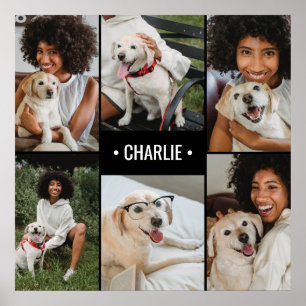 Dog Photo Collage Monogrammed Poster