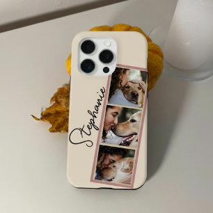 Dog Photo Collage Name Cream Pet  iPhone 15 Pro Case