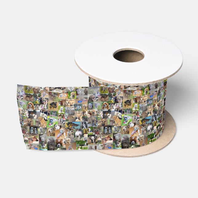 Dog Photo Collage, Satin Ribbon (Spool)