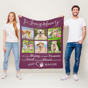 Dog Photo Collage Sympathy Keepsake Pet Memorial Fleece Blanket